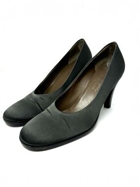 JOAN HELPERN steel gray satin heels, made in Italy, size 9